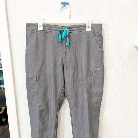 FIGS Scrub Pants Women's Medium Yola Skinny Gray Teal Pockets Nursing Medical - Picture 3 of 8